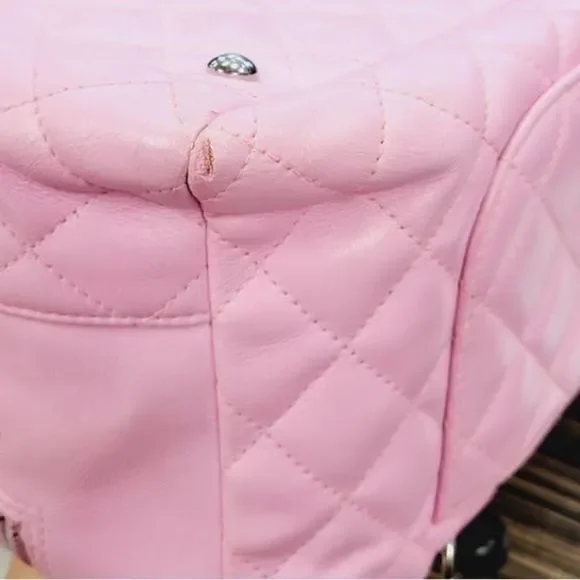 Chanel pink black quilter leather Cambon bowler tote bag / shoulder bag - Picture 9 of 16